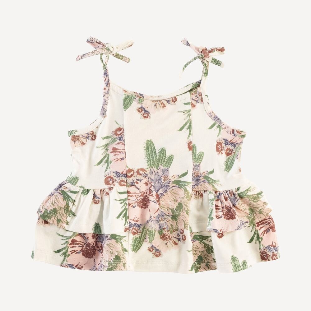 NWT Kate Quinn Spaghetti Tie Ballerina Top Cactus Floral Bamboo Tank 6Y